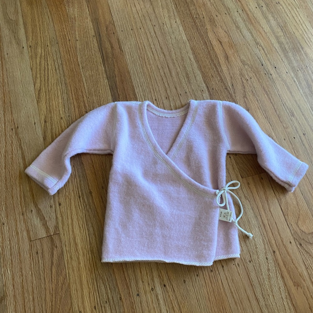Soft Pink Wrap-Front Baby Top with Side Tie 6-12 m